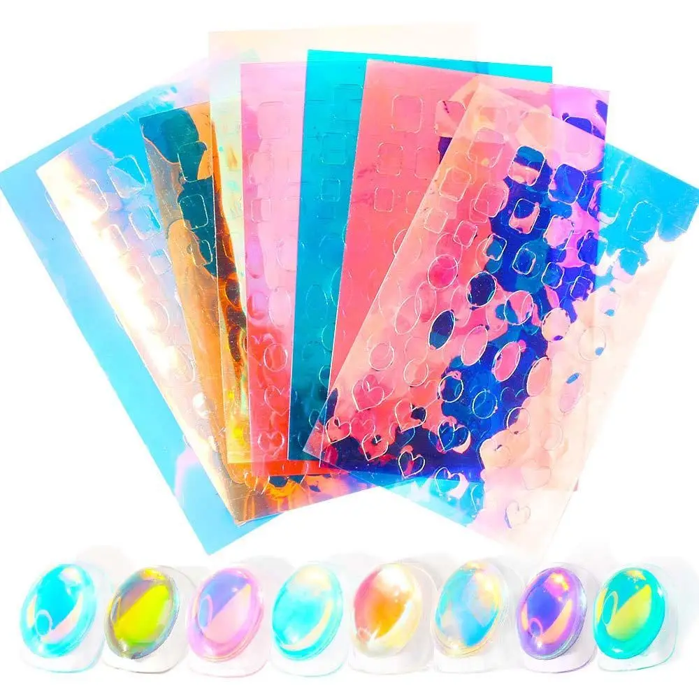 

Модные корейские наклейки для ногтей с изображением льда и Авроры, самоклеящиеся голографические наклейки для ногтей, декоративные наклей...