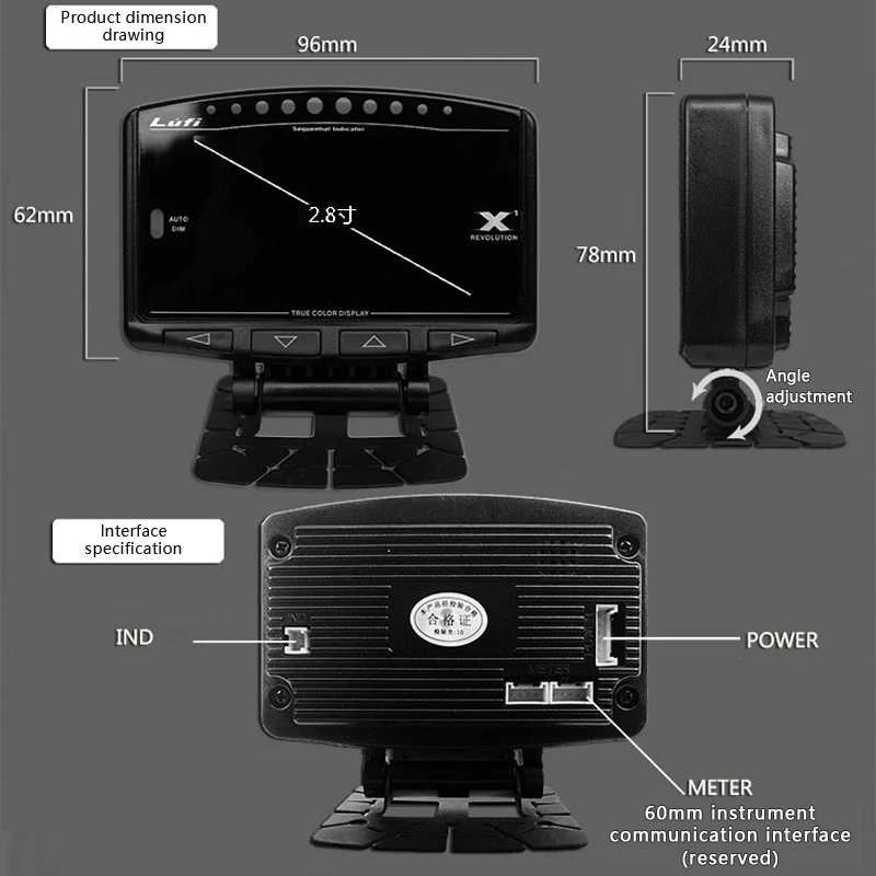Автомобильный прибор для измерения температуры воды и масла Lufi X1 OBD2|Проекционный