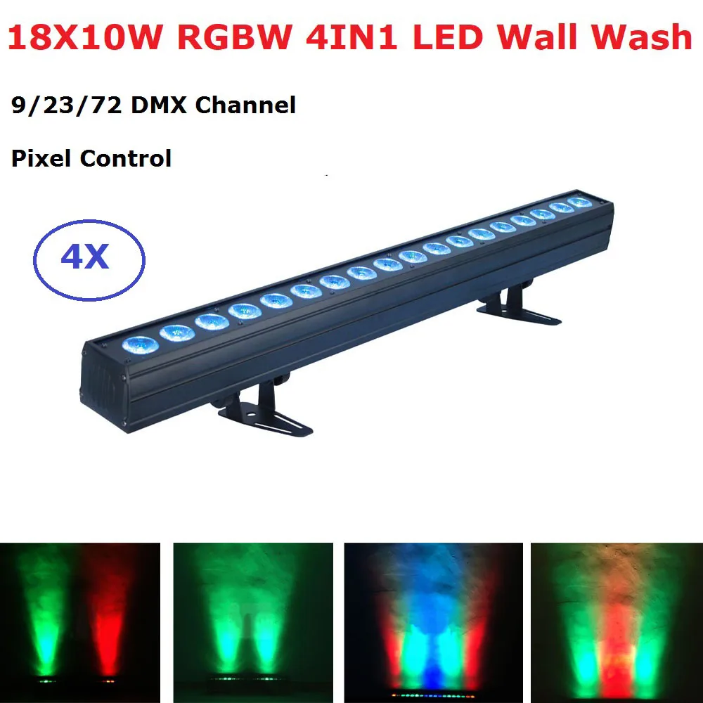 4 шт./лот 18x10 Вт RGBW в 1 светодиодный настенный светильник DMX светодиодная полоса