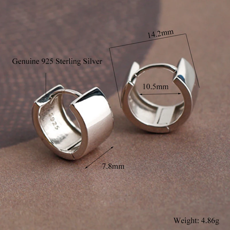 Simple Genuine 925 Sterling Silver Hoop Earrings For Women Girl Gold/Silver Circle Round Minimalist Party Jewelry | Украшения и
