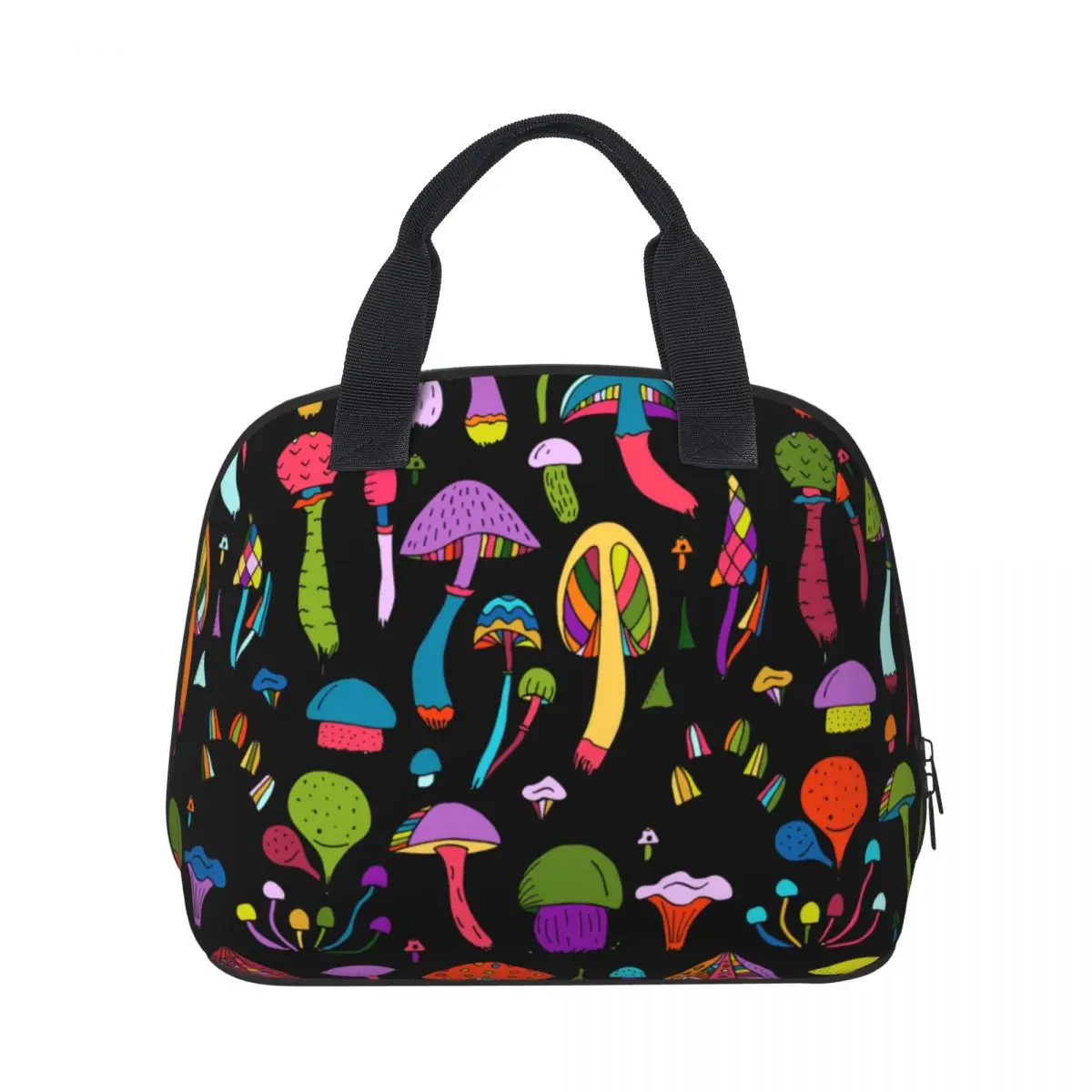 

NOISYDESIGNS Office Lunch Bag Insulated Women Colors Cartoon Mushroom Print Food Case Portable School Cooler Warm Bento Handbag