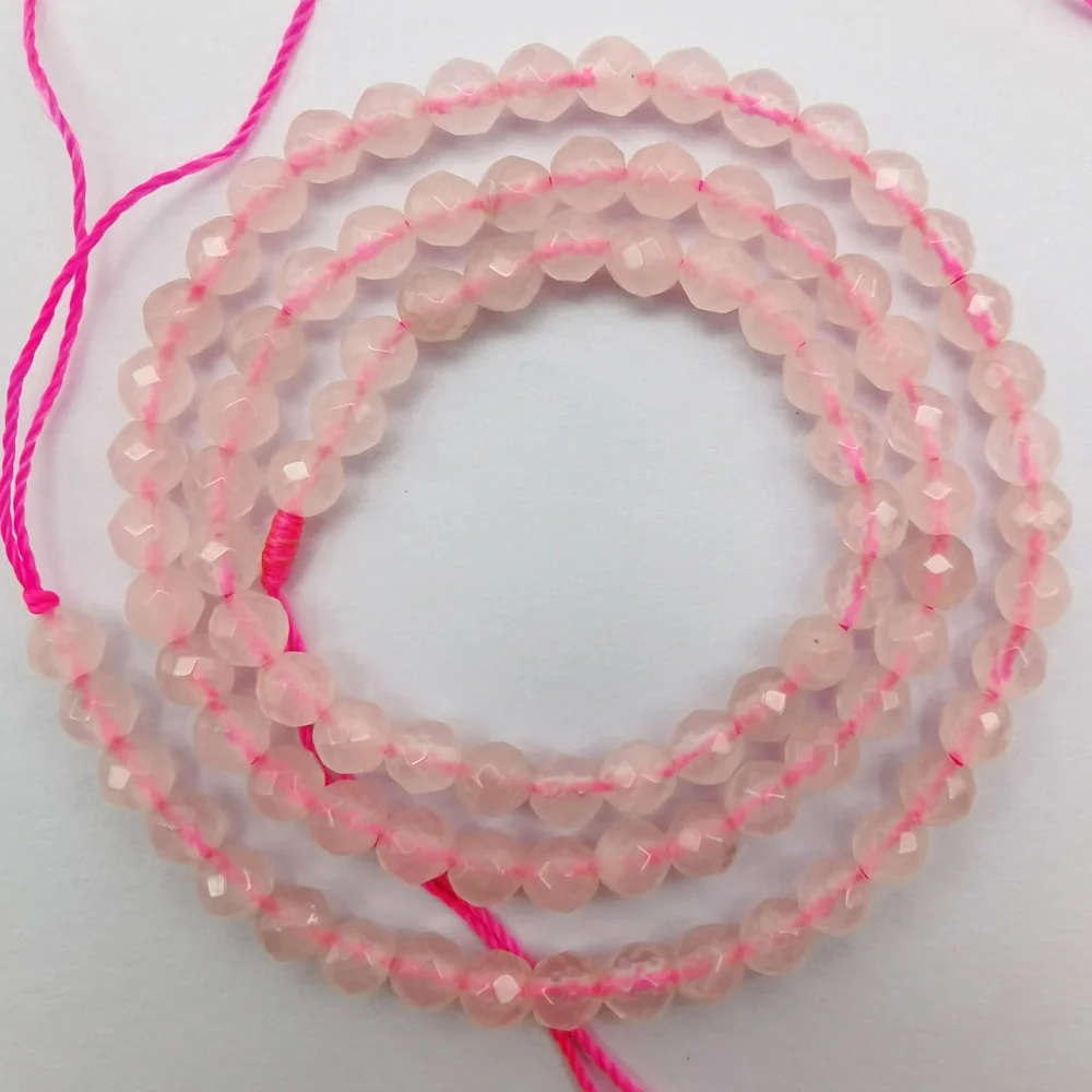 

4MM Rose Crystal Stone Faceted Loose Beads Strand 15 Inch Jewelry Making A326