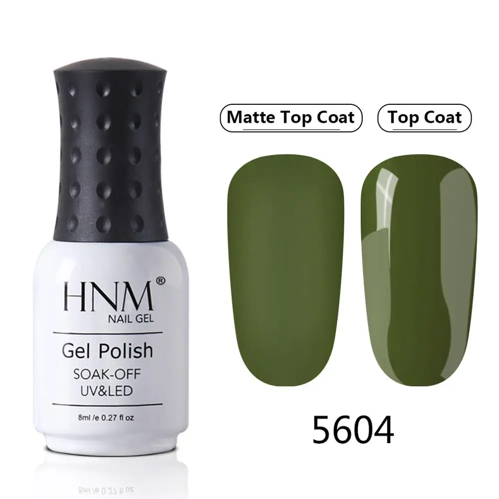 5604 HNM Green Yellow Matte Effect Gel Nail Polish Need Matt Top Coat Base Semi Permanent UV LED Lamp Hybrid Varnishes Lacquer Gellak - Color: 5604