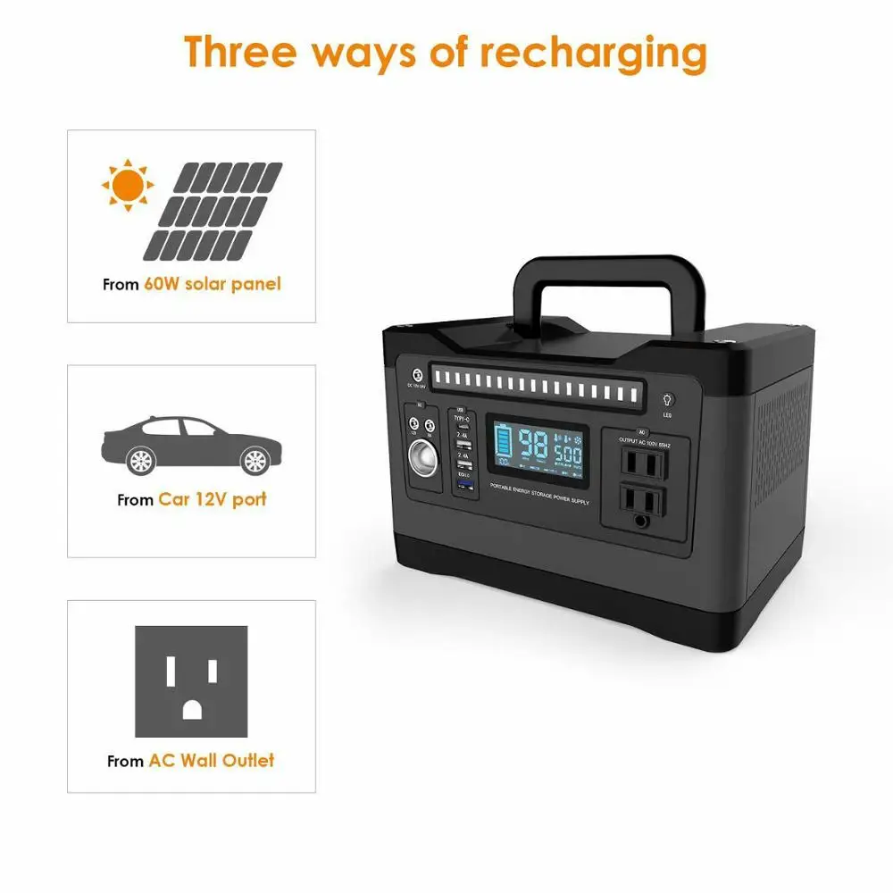 Переносной Мощность генератор переменного тока 110V / 220V 540WH AC банка для