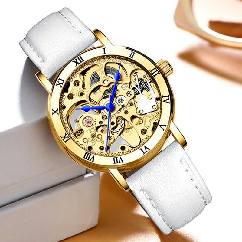 

New 2022 Luxury Brand Skeleton Womens Mechanical Watch Ladies Waterproof Automatic Wrist Watches Gift for Women Zegarek Damski