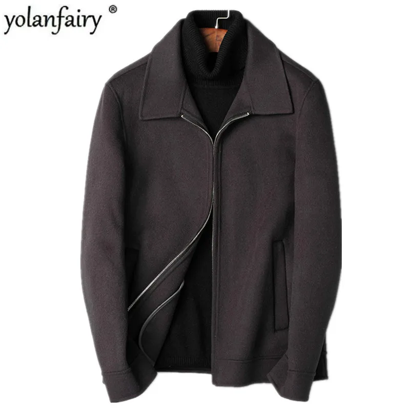 100% Wool Coat Autumn Winter Jacket Men Double-side Woolen Coats Streetwear Baseball Jackets Men's JLK18JK00601 MY1831 | Мужская
