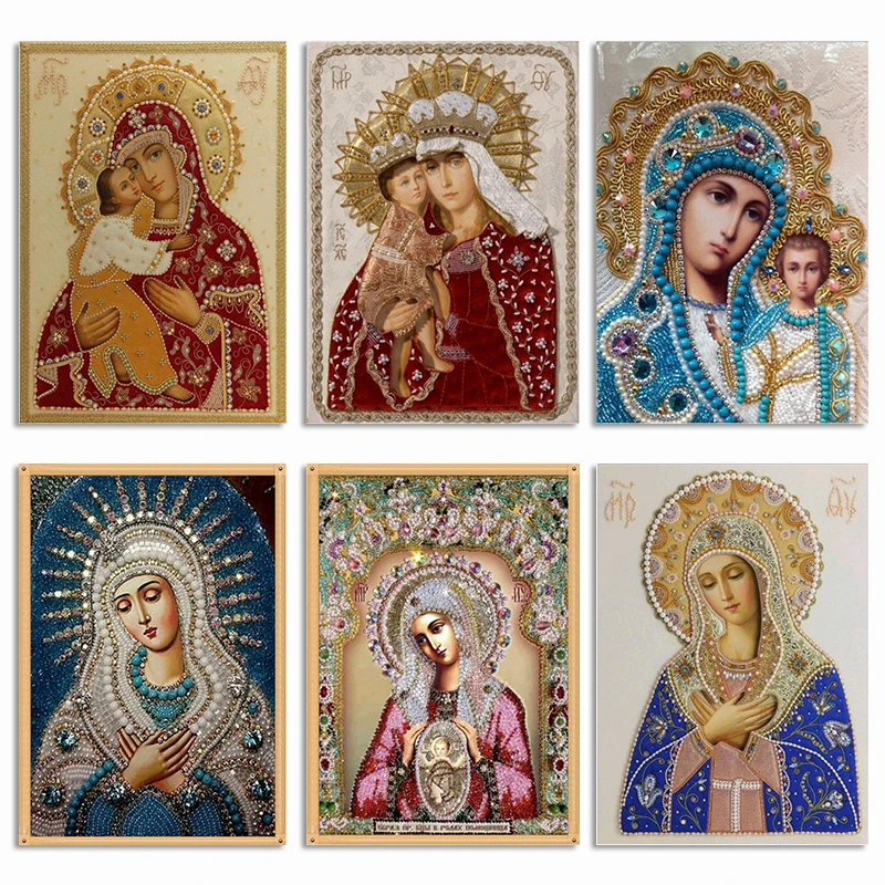 

Muxun Diamond Painting Cross Stitch 6 Picture Religion Icon 5D Diamond Embroidery Mosaic New Year Decoration Gift Handmake 8Zj04