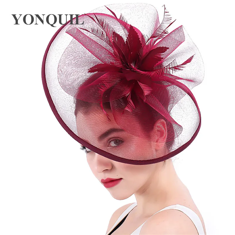 Вуалетка с перьями женская модная шляпка коричневого цвета аксессуары для волос