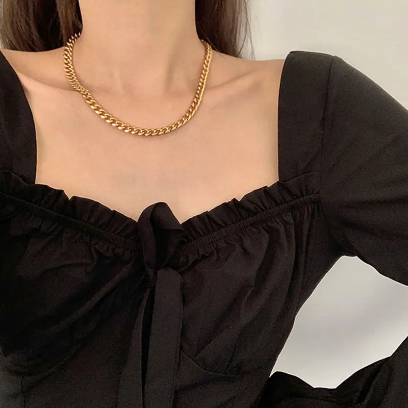 

New Hip-hop Stainless Steel Bold Chain Necklace Retro Punk Heavy Industry Chain Necklaces For Men Women Couples Fashion Jewelry