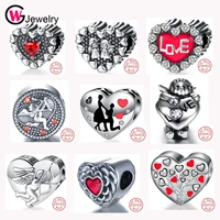 gw high class sterling silver beads clear angel rose heart charms fit bracelets diy jewelry valentines day love pendants gather