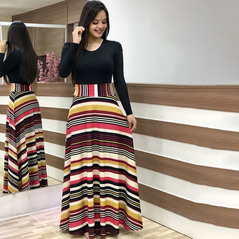 

Plus Size Long Maxi Dress Elegant Print Party Dress Polka Dot Dress Women Spring Long Sleeve Dress Ladies Big Size Dress 3XL