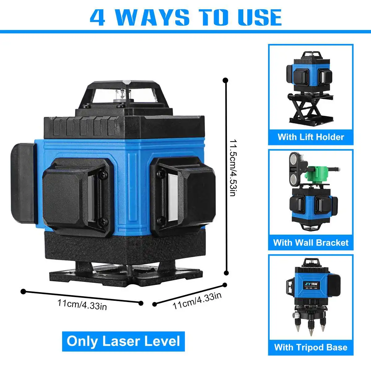 

16 Lines 4D Laser Level Self-Leveling 360 Degrees Horizontal And Vertical Cross Lines Green Laser Line With Bracket Battery