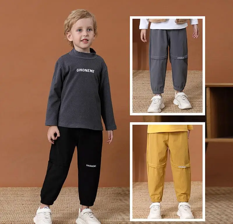 

Children's Autumn Pants Boy Loose Kids Bib Overall Quick-Drying Infant Sports Pants Casual Spring and Autumn Ankle Banded Pants