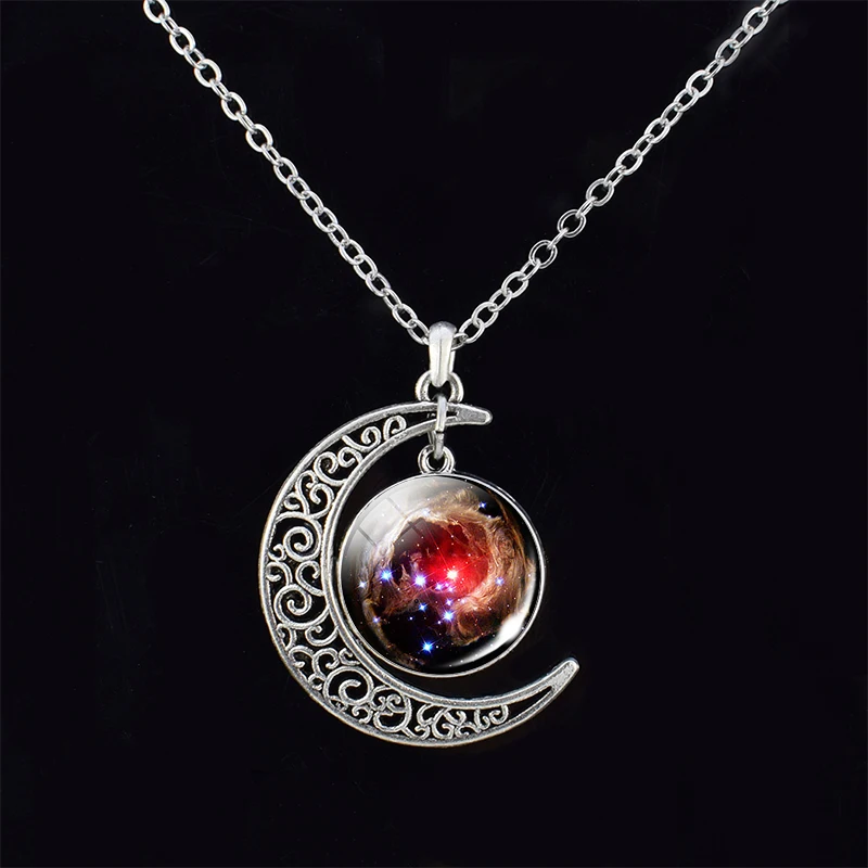 Цепочка с подвеской в виде полумесяца Вселенной галактики планеты | Украшения и