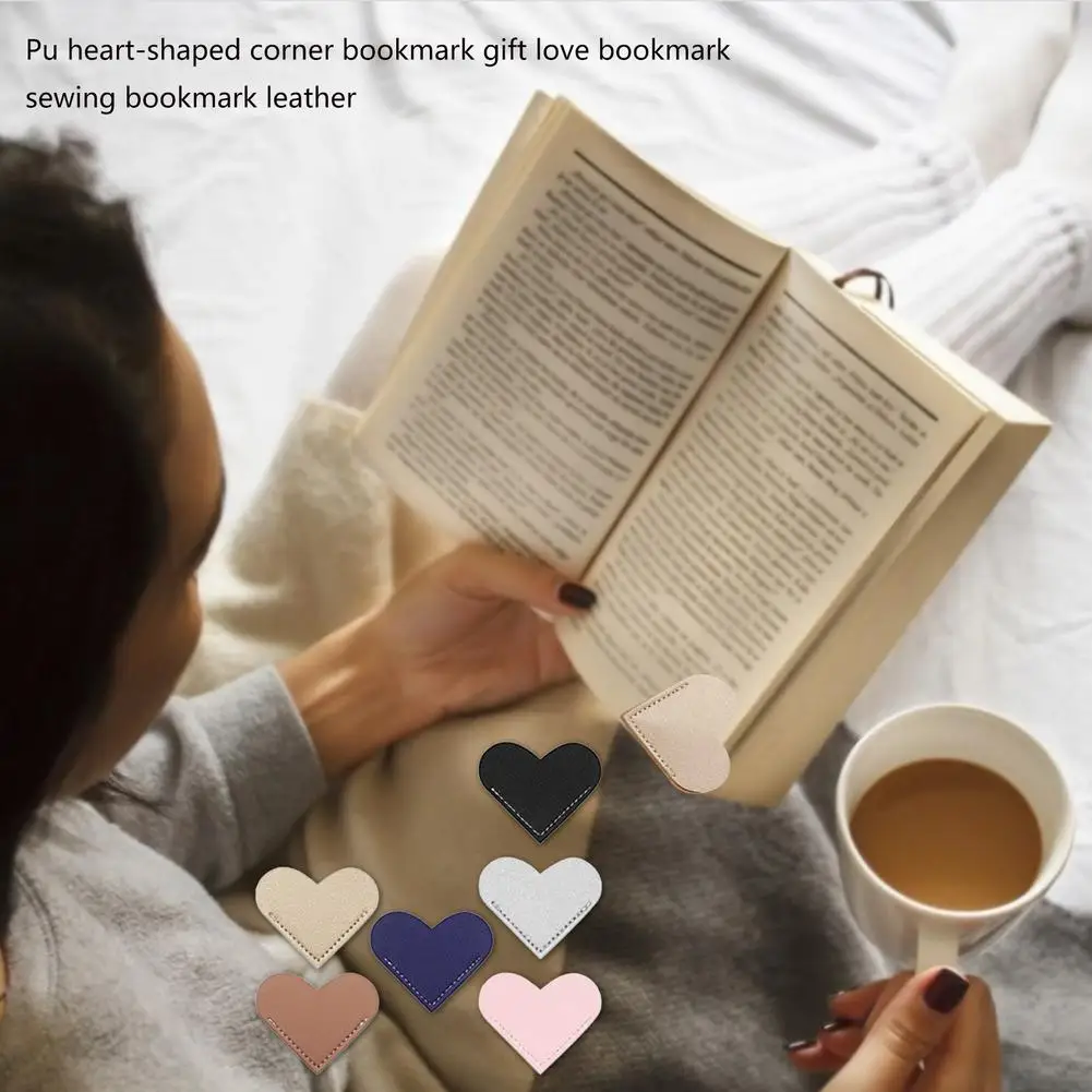 

Handcrated Vintage Leather Bookmark For Book Mini Corner Page Marker Reader Teacher Gift PU Heart-Shaped Book Clip Page Holder