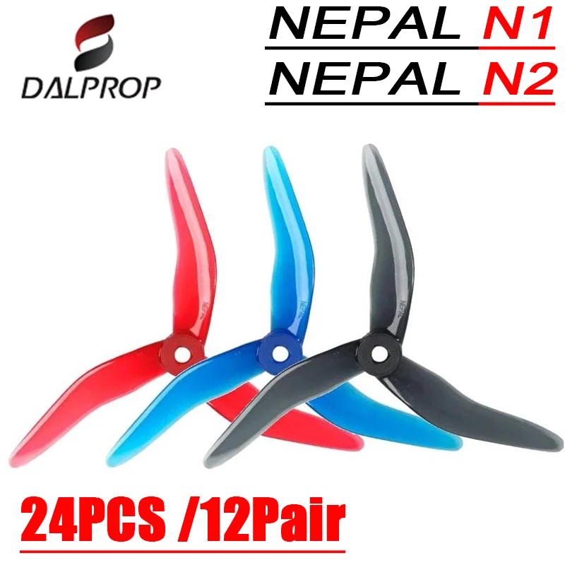 24PCS/12Pairs Upgraded DALPROP Nepal N1 5143 N2 T5142.5 3 Blade FPV Propeller CW CCW POPO for RC Racing Drone