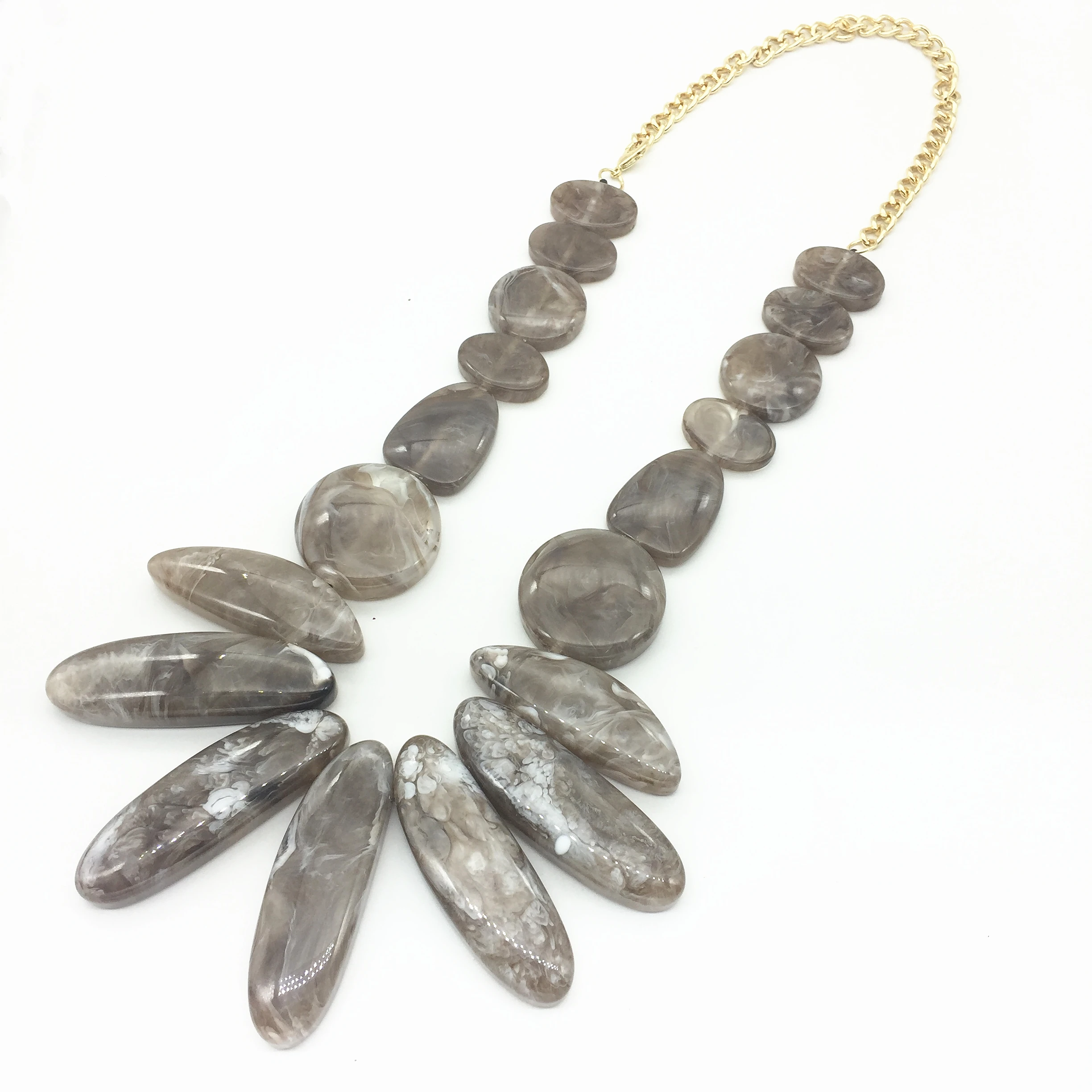 Массивное акриловое большое ожерелье с подвеской в виде капли Длинная Золотая