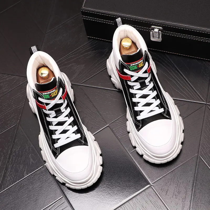 

ERRFC New Arrival Designer Mens Black Casual Comfort Shoes High Top Fashion Lace Up Round Toe Trending Leisure Shoes For Man