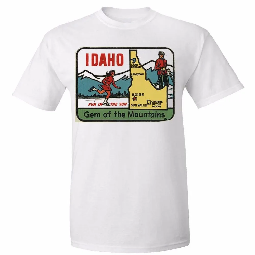 

2020 New Short Sleeve O Neck Tops Tees Men 100% Cotton Vintage State Idaho Printed Custom T Shirts Tee Shirt Fashion T Shirt