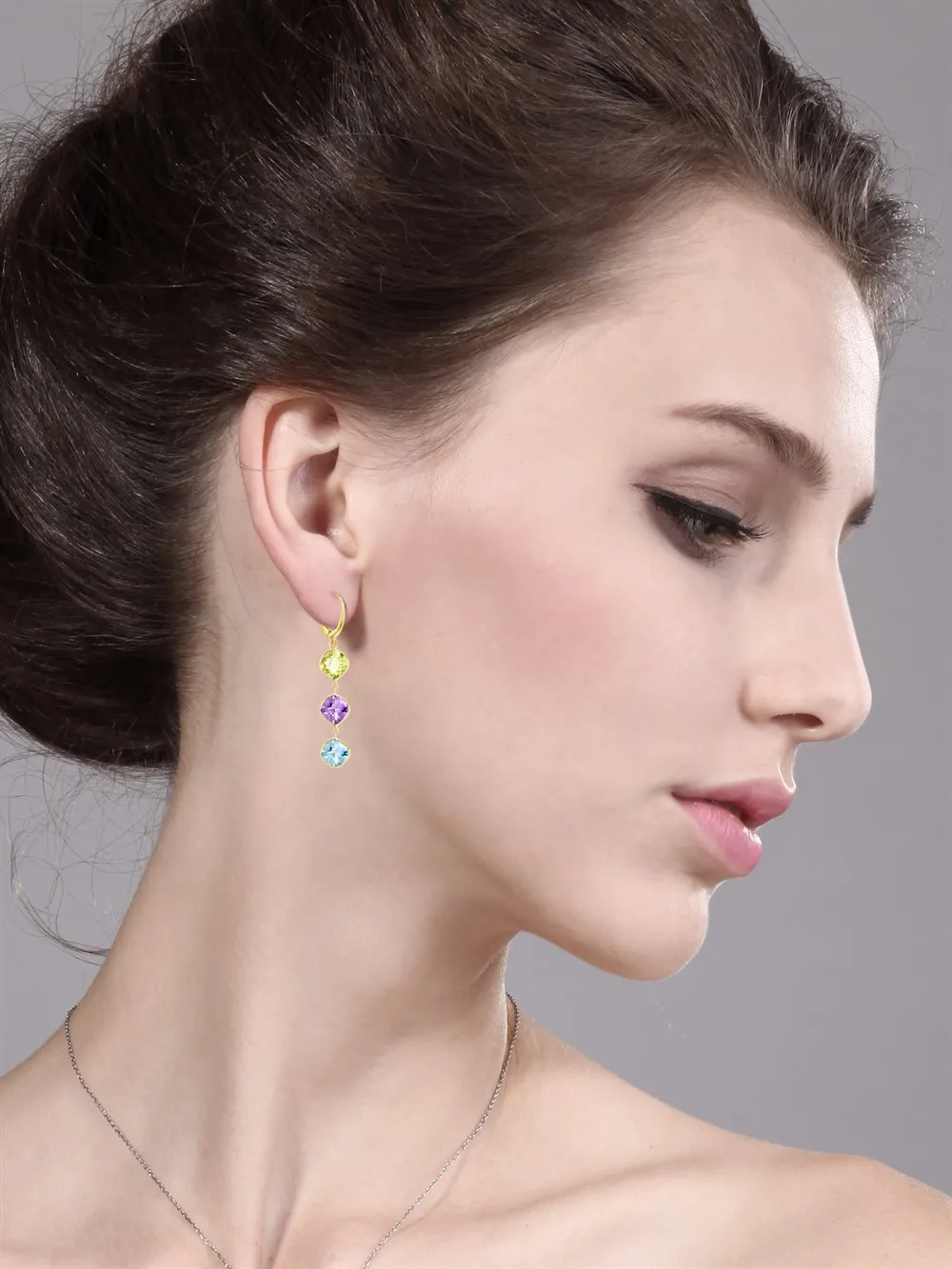 GemStoneKing 10.00Ct шахматная доска 8 мм Натуральный топаз зеленый и фиолетовый Аметист 14