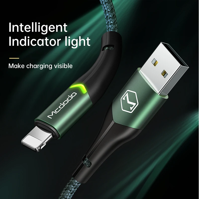 Mcdodo USB Cable 2A Fast Charging for Lightning IPhone 14 13 12 Pro Max XS XR X 8 7 Plus IPad IPod IOS 14 Charger Data LED Cable