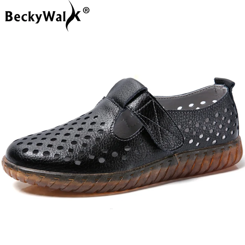 Летние женские балетки из натуральной кожи на плоской подошве дышащие теннисные