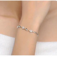 silver fashion light luxury four leaf clover bracelet womens diamond heart bracelet light luxury and exquisite bracelet