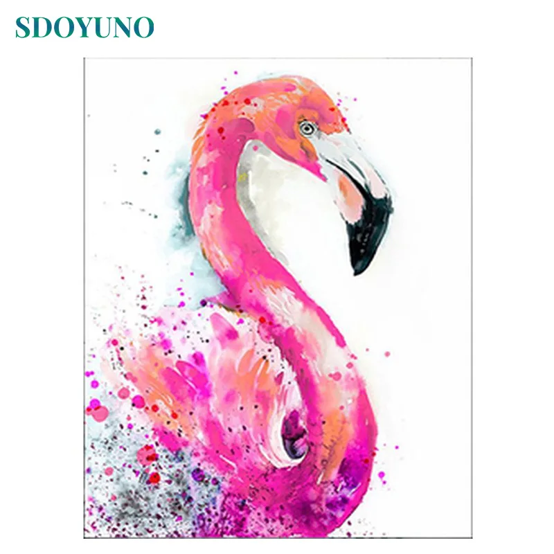 

SDOYUNO 60x75cm Frame Paint By Numbers Animals Flamingo Oil Painting By Numbers On Canvas DIY Digital Painting Home Decor