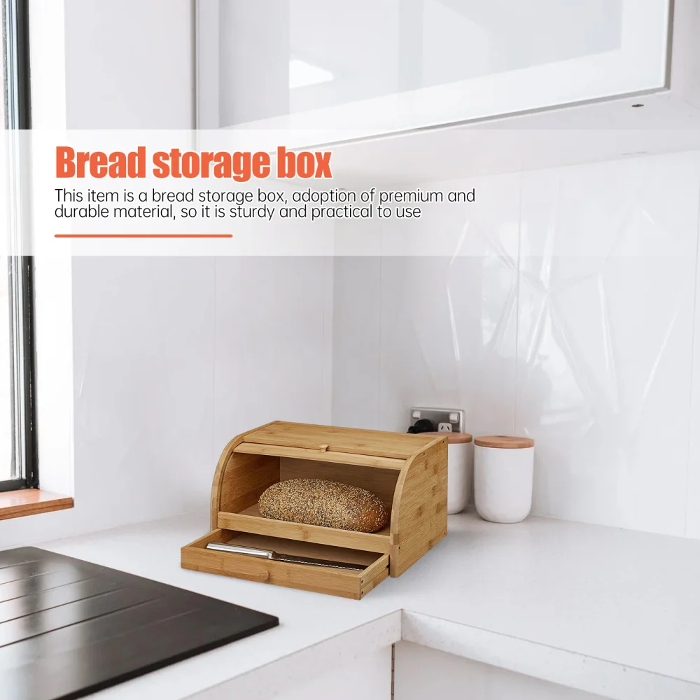 

1 Pc Safe Bamboo Bread Box Large-capacity Storage Box For Kitchen Use (Khaki)