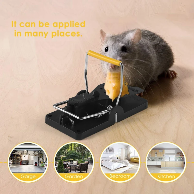 

Mouse Trap,Kill Mice Catcher, Easy To Set Reusable Mouse Control Snap Traps (Black-6)
