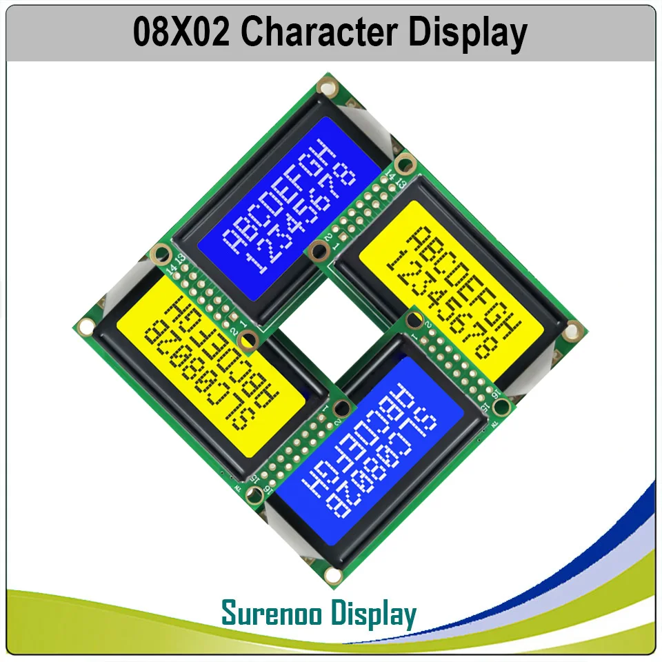 5 шт. X 8*2 0802 8X2 символьный ЖК-модуль дисплей экран LCM зеленая желтая задняя подсветка или синий цвет