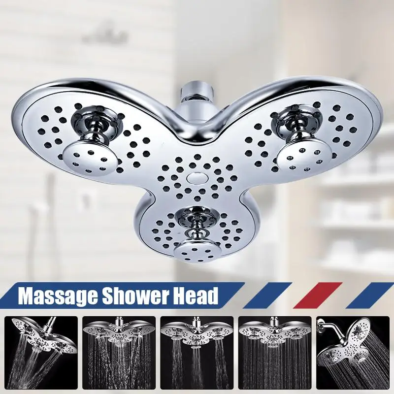 

ABS Bathroom Shower Head Petal Shape 3 Functions Bathroom Top Shower Head Rainfall Jetting Shower SPA Shower Head