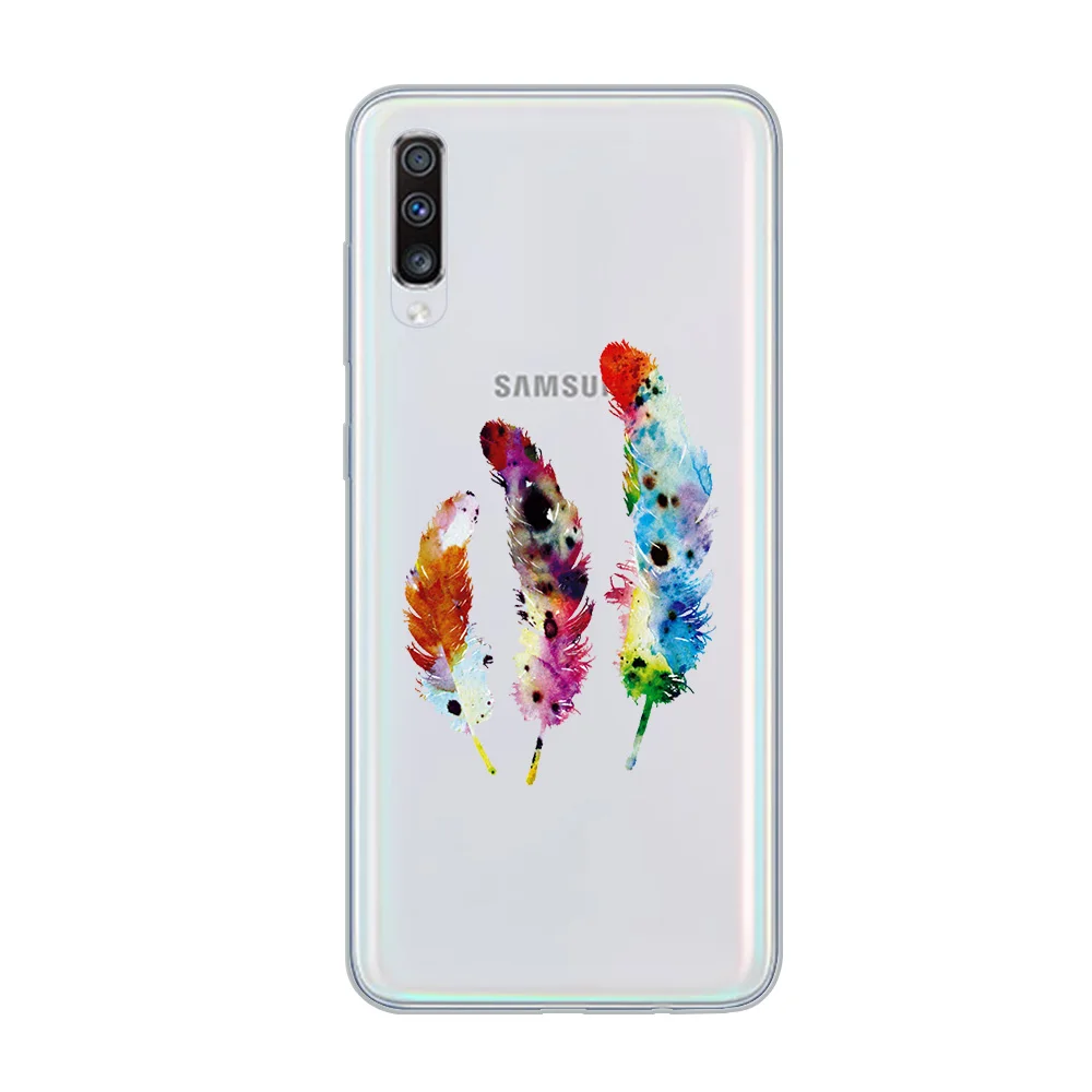 ciciber Phone Case Colorful Feather Cover for Samsung Galaxy A50 A70 A80 A40 A30 A20 A60 A10 A20e Soft Silicone TPU Fundas Coque |
