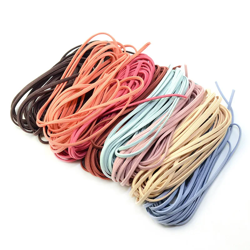 

5 ярдов, 3 мм, широкие плоские эластичные резинки, однотонные Завязки для волос «сделай сам», аксессуары для волос, аксессуары для волос ручно...