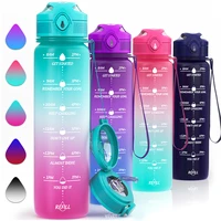 1l portable sport water bottle high temperature plastic water cup fitness bike cup summer cold water jug with time marker