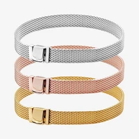 authentic s925 sterling silver reflexions woven square strap bracelet suitable for women diy jewelry original charm