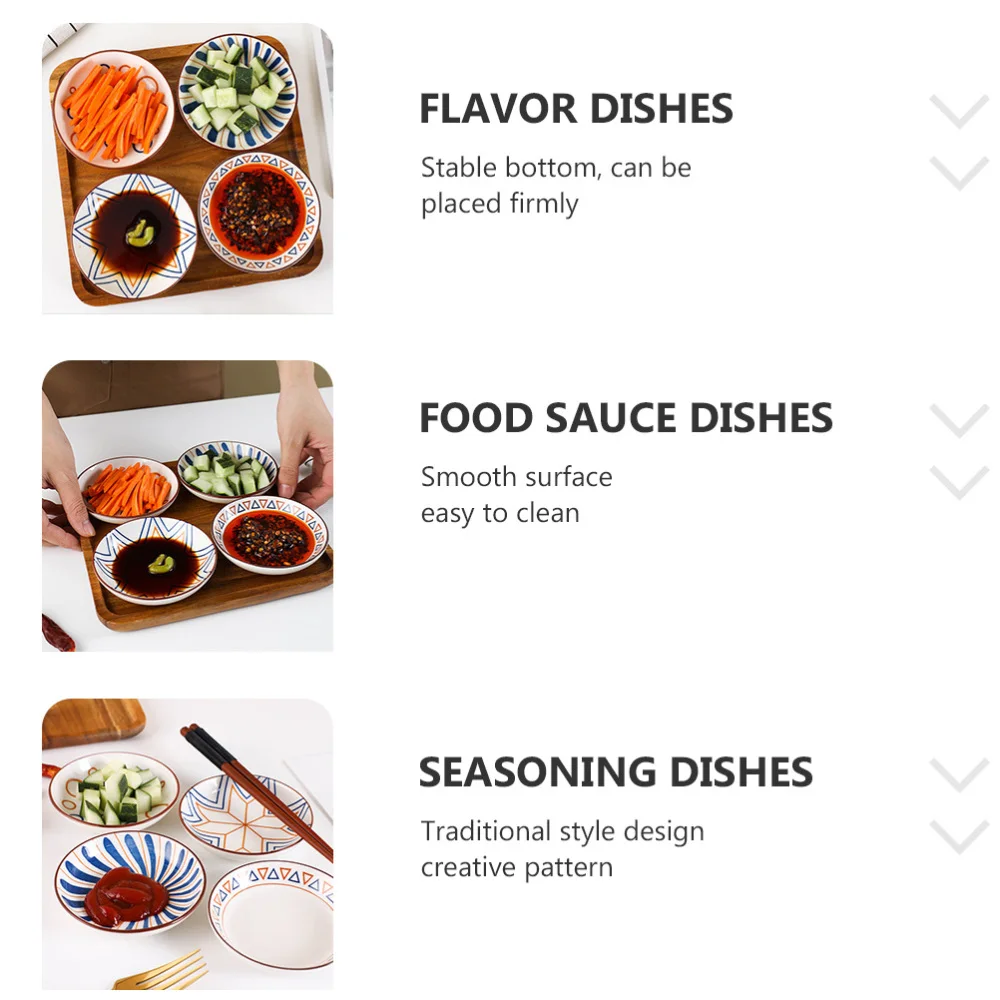 

4Pcs Ceramic Seasoning Dishes Small Plates Flavor Sauce Dishes (Assorted Color)