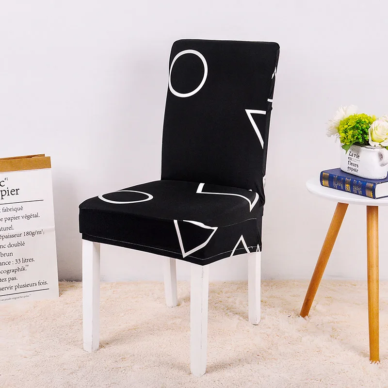 Black Geometric 1/2/4/6 шт. в европейском стиле печати чехлы на стулья эластичные чехлов для свадьбы, банкета, на застежке отель fundas para sillas de comedor - Цвет: Black Geometric