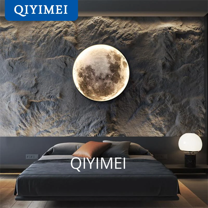Фото Modern LED Moon Wall Lamp Minimalist Mural Indoor Lighting For Bedroom Background Wall Living ROOM Decorative Bedside Lights №1