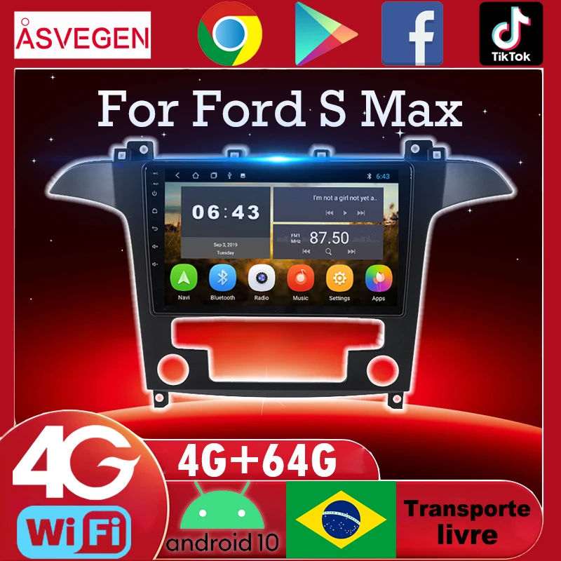 9-дюймовый автомобильный мультимедийный плеер Android 10 для Ford S-MAX S MAX 2007-2008
