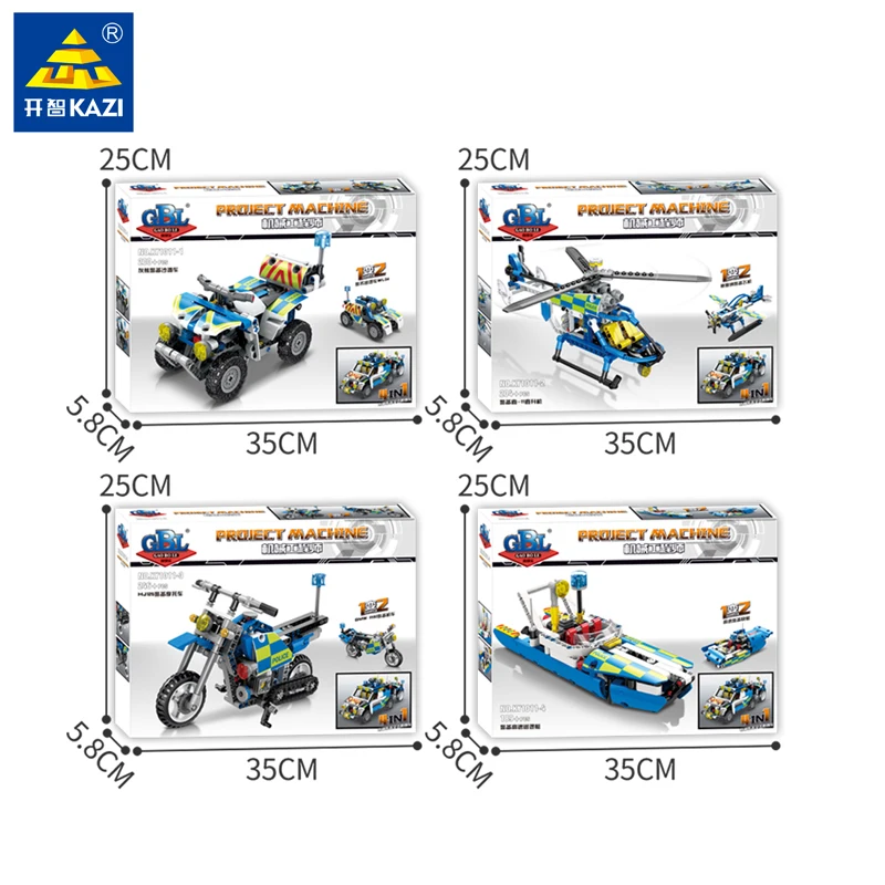 839 шт городской полицейский автомобиль SWAT строительные блоки 4IN 1 вертолет