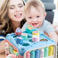 baby toys six sided drum box baby pat drum body puzzle early education 1 3 years old learning hand pat stacking blocks toys