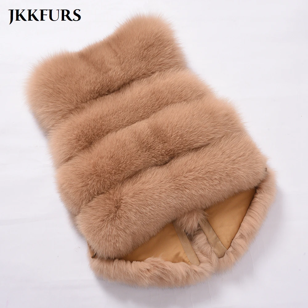 JKKFURS Модный женский 4 ряда меховой жилет настоящий мягкий толстый лисий мех жилет женский Зимний натуральный жилет S1677