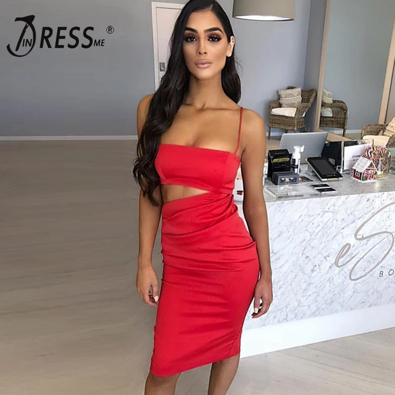 INDRESSME, новинка, сексуальное платье на бретельках, без рукавов, с квадратным вырезом, с открытой спиной, облегающее, для женщин, вечерние, Клубные, длиной до колена
