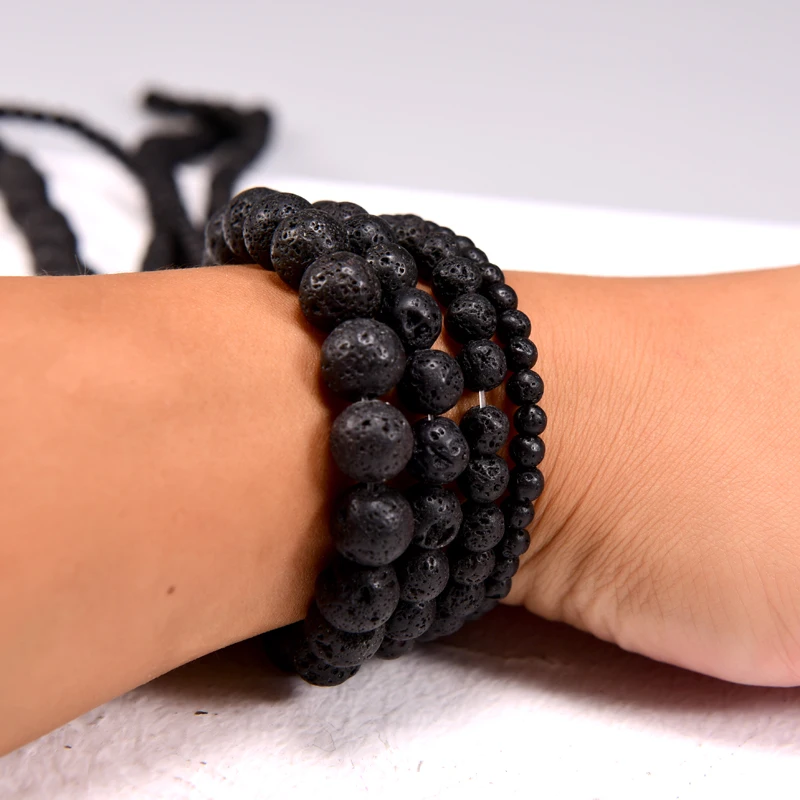 Натуральный черный вулканическая лава камень Свободные Spacer Бусины для рукоделия