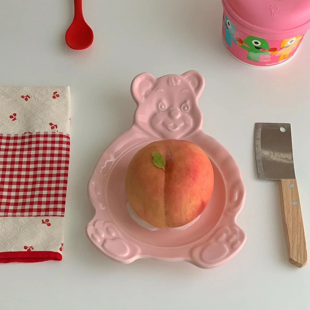 Тарелка керамическая INS с мультяшным медведем милая десертная тарелка для дома