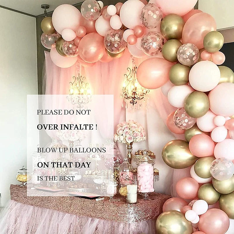 

130PCS/Set Pink Balloon Garland Arch Kit White Gold Latex Air Balloons Baby Shower Girl Birthday Party Wedding Decoration Supply