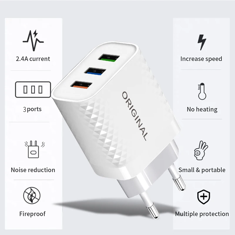 powerbank quick charge 3.0 USB Charger Quick Charge 2.4A 3 Ports Mobile Phone Chargers Fast Charging For iPhone Samsung Xiaomi Huawei Tablet Wall Adapter 65 watt usb c charger