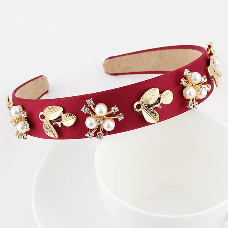 Женский обруч для волос ручной работы широкие стразы из красного хрусталя