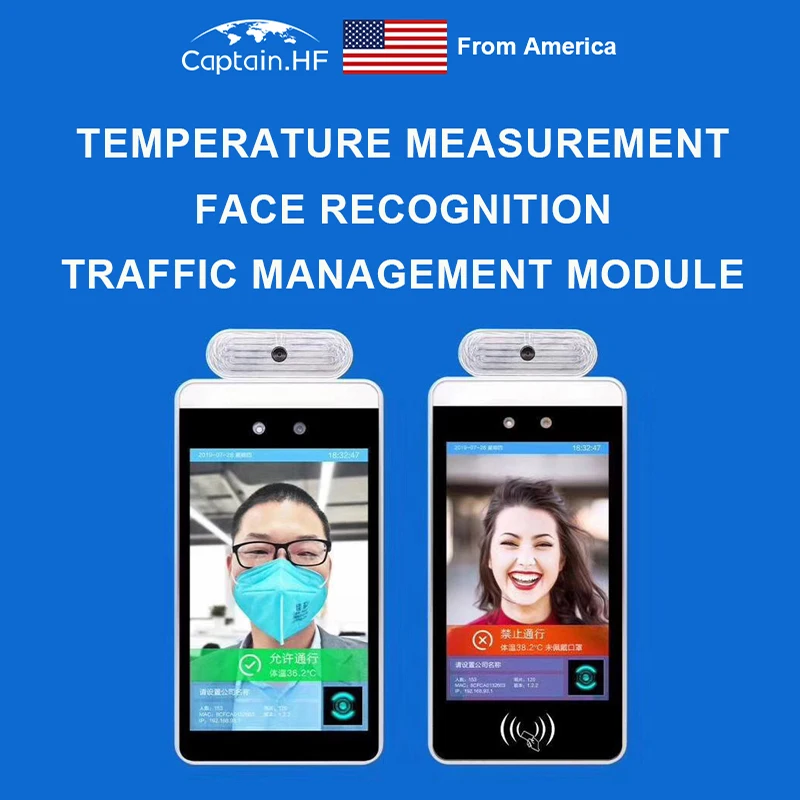 

US Captain Access Control Face Recognition Indicator IR Non-Contact Body Thermometer, Gate Therminal, by Face ID, For Entrance